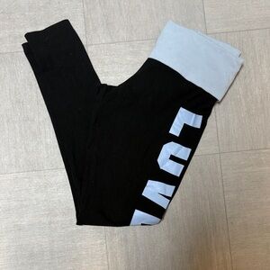 PINK Victoria's Secret Black and and baby blue Leggings